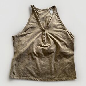 SINCERELY JULES‎ Active V-Neck Snap Crop Top Tank Womens Racerback Sz L